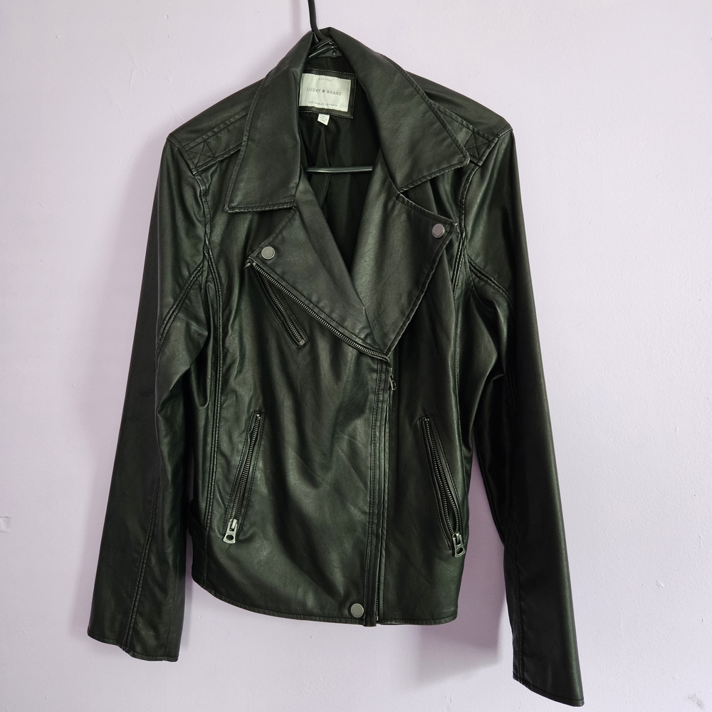 Lucky Brand Black Moto Jacket Asymmetrical Zipper